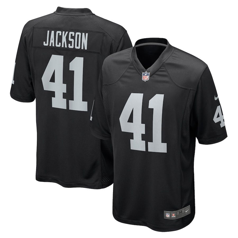 Men Oakland Raiders #41 Robert Jackson Nike Black Game NFL Jersey->oakland raiders->NFL Jersey